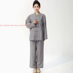 Women Men’s Shaolin Buddhist Monk Meditation Kung Fu Uniform Tai Chi cotton Suit