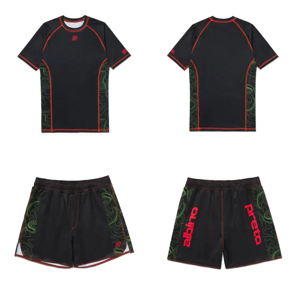 No Gi – Albino & Preto Elektronic Rash Guard & Shorts Set