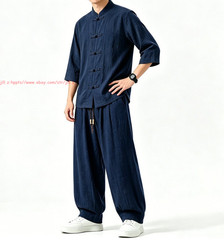 Men Tang Suit Traditional Kung Fu Tai Chi Uniform Cotton linen martial arts Suit