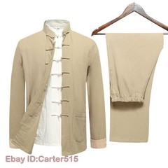 3pcs Traditional Chinese Linen Kung Fu Tai Chi Uniform Retro Plus Size Tang Suit