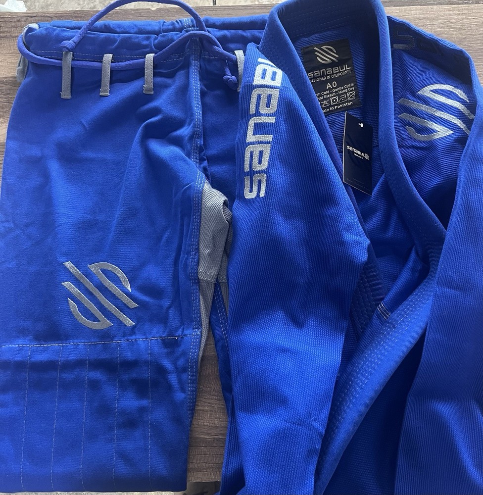 Sanabul Size A0 Model Zero Jiu Jitsu Blue BJJ Gi Uniform Jacket & Pants/aq