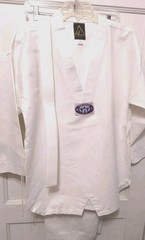 New MTI Adult Small Size 3 Martial Arts White Uniform Top, Bottom, Belt