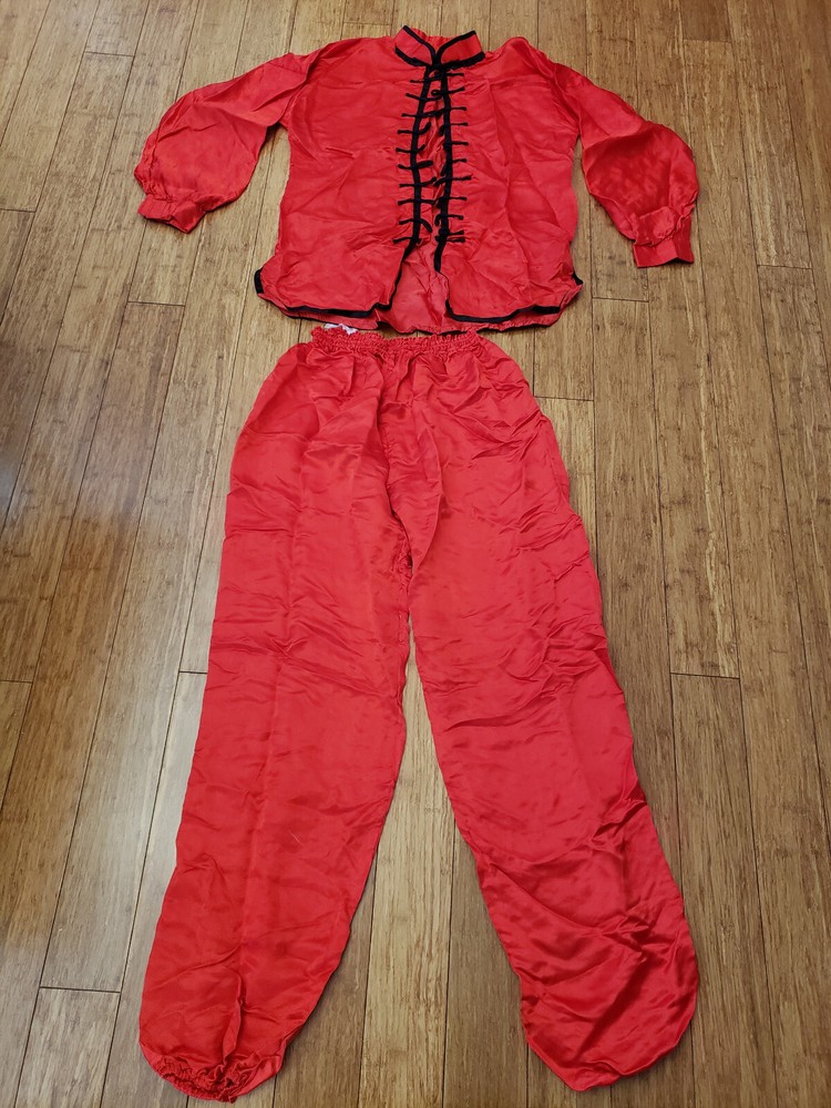 Kung Fu or Tai Chi Uniform Red w/ Black Knot Cord buttons