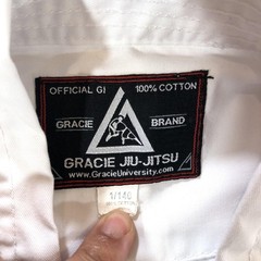 Gracie Jiu-Jitsu Official Gi Set 1/140 Boys White Jacket Pants 100% Cotton BJJ