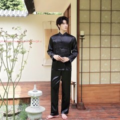 Tang Suit Men Hanfu Chinese Traditional Kung Fu Tai Chi Uniform Shirt and Pants