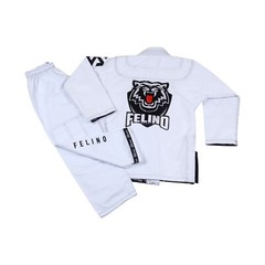 Felino White Kid Premium BJJ Gi Uniform Pearl Weave Brazilian Jiu Jitsu Kimono