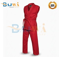 Red Sleeveless Karate Gi Lightweight Martial Arts Training Uniform