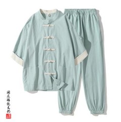 New 2PCS Men’s Cotton Linen Arts Clothing Costume Wing Chun Kung Fu Uniform Gift