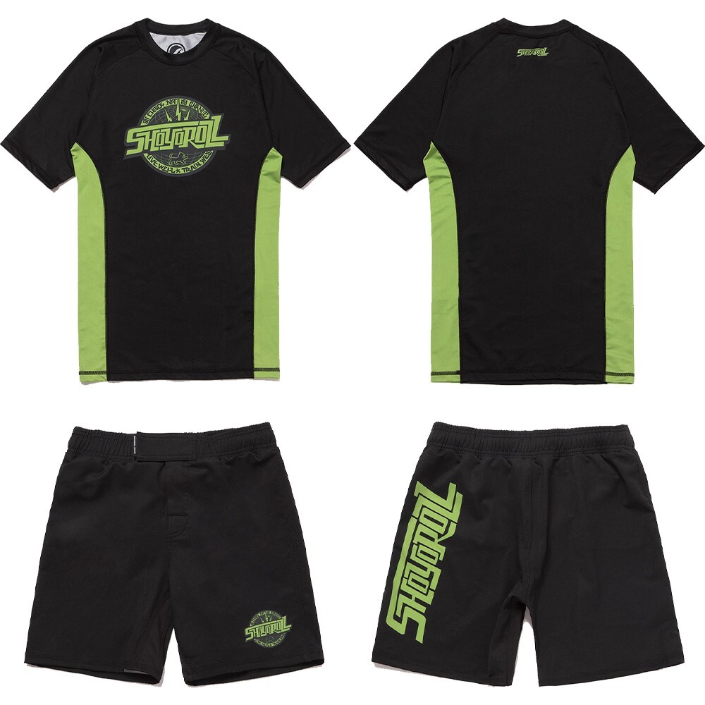 Shoyoroll 95 Competitor Rash Guard SS & Training Fitted Shorts Jiu Jitsu Apparel