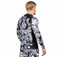 Fuji Fighting Spirit MMA BJJ Jiu Jitsu Long Sleeve LS Rashguard – Black/White