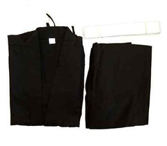 New Karate 7.5oz Black Uniform Gi w/White Belt, Size 9