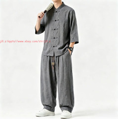 Men Tang Suit Traditional Kung Fu Tai Chi Uniform Cotton linen martial arts Suit