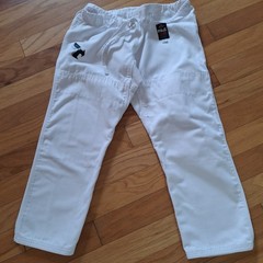 Fuji Pants Only Size AO White Martial Arts Karate Belted 'Pre Owned’