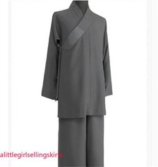 STOCK Buddhist Shaolin Monk Robe Full Set Linen Kung Fu Suit Meditation Uniforms