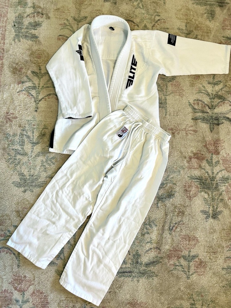 Elite Martial Art Brazilian Jujitsu GI White Uniform Set Size Youth C0 Otomix