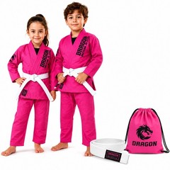 Children’s Pink Brazilian Jiu-Jitsu Gi Kids BJJ Training Uniform with Belt & Bag