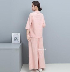 New Women Tai Chi Top+pant Martial Arts Kung Fu Yoga Uniform Cotton Linen Sports