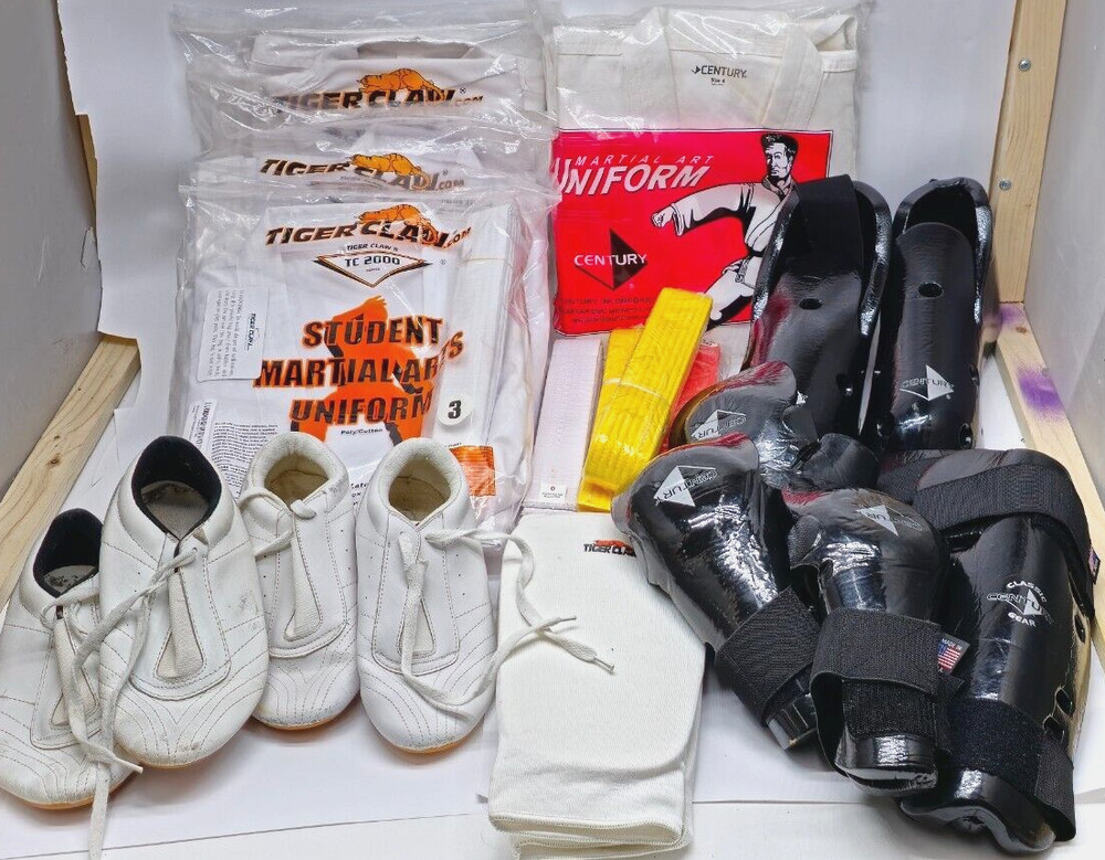Large Kids Unisex Martial Arts Uniform & Pads Shoes Belts New & Used LOOK!