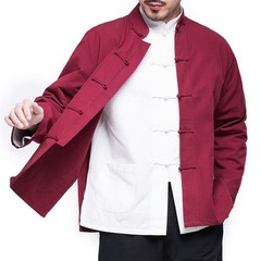 Mens Traditional Chinese Tang Suit Coat Tops Kung Fu Wingchun Uniform Sportswear