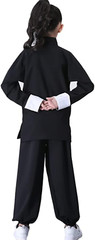 Kung Fu Suit for Unisex Kids Long Sleeve Black Martial Arts Taichi Traditional P