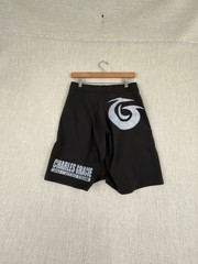 Charles Gracie Jiu Jitsu No Gi Shorts Adult 28 Made In USA Black BJJ MMA Logo