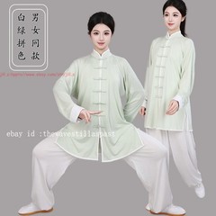 Men Women Milk Silk Chinese Tai Chi Suit Unisex Morning Exercise Kung Fu Uniform