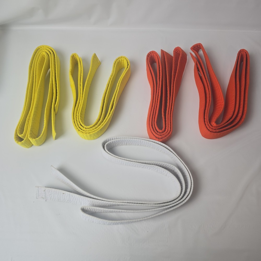 5pc Lot Karate Gi Belts 2 Yellow 2 Oragne 1 White