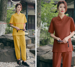 New Women Chinese Martial Arts Wushu Tai Chi Yoga Set Linen Kung Fu Suit Uniform