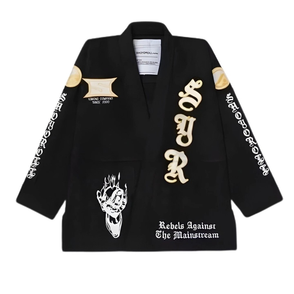 Shoyoroll Black Yooga Flame Kimono BJJ Gi 450 GSM Jiu-Jitsu Suit Uniform