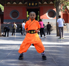 Durable Orange Shaolin Monk Uniform Kung fu Suit Tai chi Martial art Clothes Set
