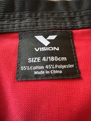 Vision DXV Size 4/180cm Taekwondo Red/Black Uniform Martial Arts