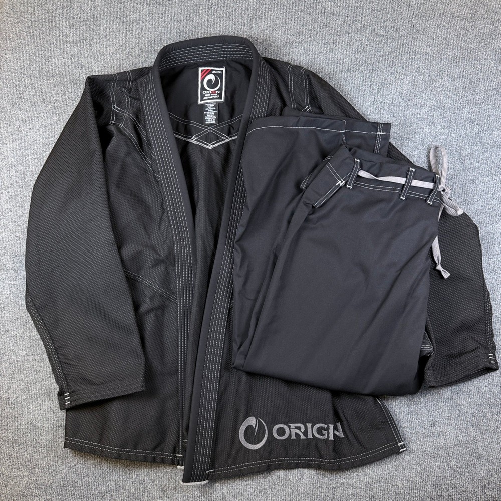 Origin Maine Jiu Jitsu Woven Gi Jacket Pants Set Black Mens A5 2XL USA Made BJJ
