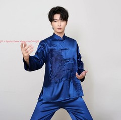 Tang Suit Men Hanfu Chinese Traditional Kung Fu Tai Chi Uniform Shirt and Pants