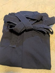 Japanese Kendo Hakama Pants Kimono Dark Blue Pleated Worn By Women