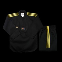 ADIDAS CHAMPION BLACK TAEKWONDO UNIFORM WITH 3 STRIPE