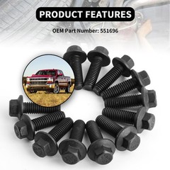 12PCS M8x1.25 Exhaust Manifold Bolts OEM#551696,Grade 1.28 * 0.66 * inch