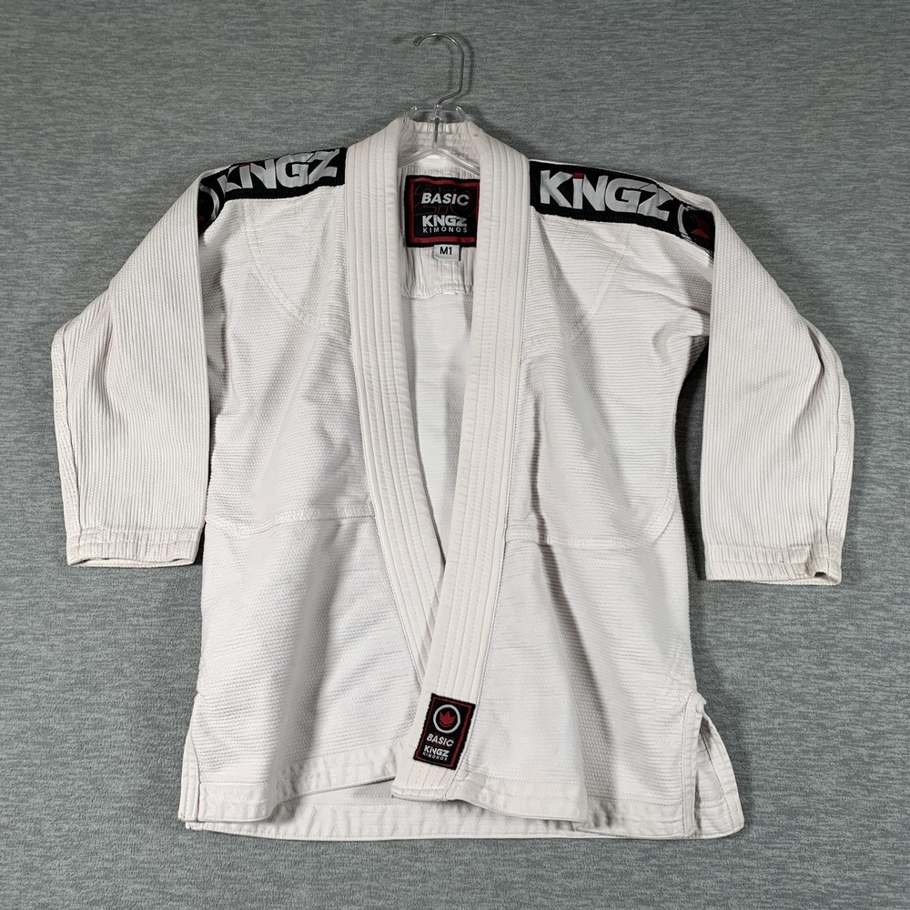 Kingz Basic 2.0 BJJ Gi Jacket Top Kids M1 Medium White Boys Jiu Jitsu Kimono
