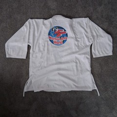 White Martial Arts Uniform Gi Suit Martial Arts World Logo Jacket & Pants Large