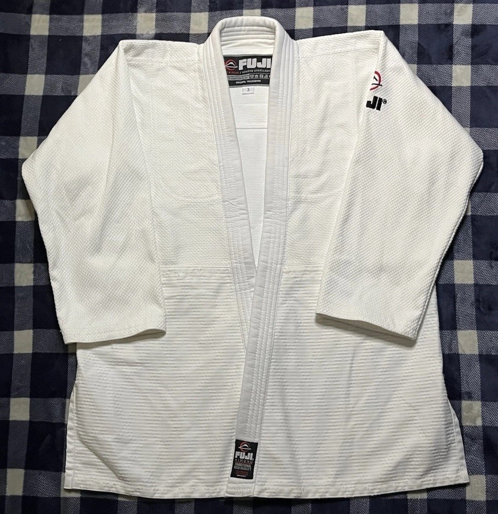 Fuji Gi White Jiu Jitsu MMA Kimono Top BJJ Martial Arts Single Weve No Belt Sz 3