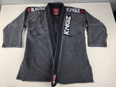 VTG KINGZ KIMONO Gray/Blue Gi Top A2H MMA Judo Jiu Jitsu Distressed Ultralight