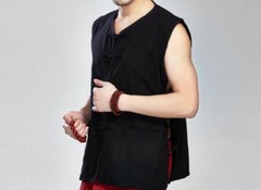 Men’s Retro Kung Fu Tang Suits Boxing Vests Cotton Tai Chi Uniform Waistcoat US