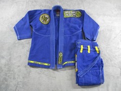 Break Point Jiu Jitsu Gi Boys K1 Blue Yellow BJJ Kimono Set MMA Youth