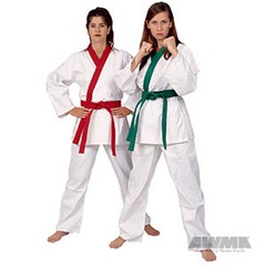 ProForce 8 oz. GUP Trimmed Tang Soo Do Uniform Green Trim/Red Trim No Belt