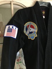 Vintage Martial Arts Uniform KYUKI-DO Black Jacket Pants w/Patches Youth 1/150