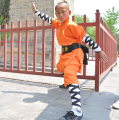 Durable Orange Shaolin Monk Uniform Kung fu Suit Tai chi Martial art Clothes Set