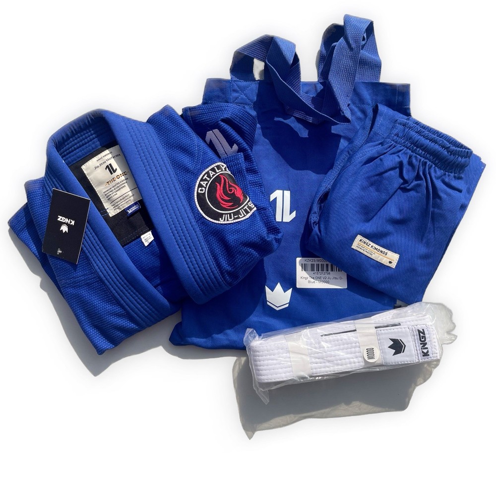 Kingz The ONE V2 Kids BJJ Gi Blue M0000 Jiu Jitsu Uniform Catalyst Patch New