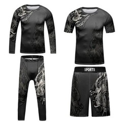 USA Ship Kids Brazilian Jiu-Jitsu BJJ MMA Uniform Combo Set Rashguard Shorts