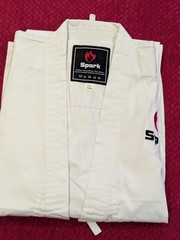 Karate Uniform Gi Set Adult Kids White Black Martial Arts Suit + Belt Uk Seller