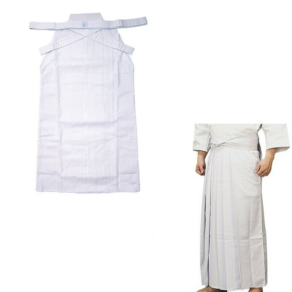 Cotton blend Salt White Hakama Uniform Pants Samurai Trouser For Japan Kendo