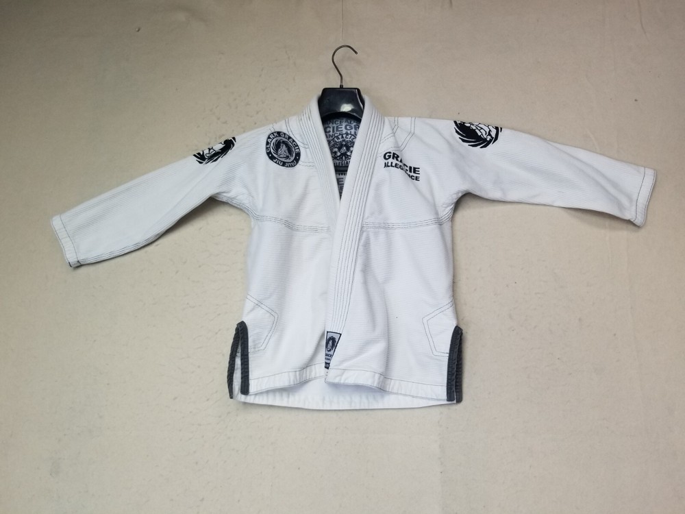Gracie Allegiance jiu jitsu Gi Kids Top Only Kimono Size M2 See Pics